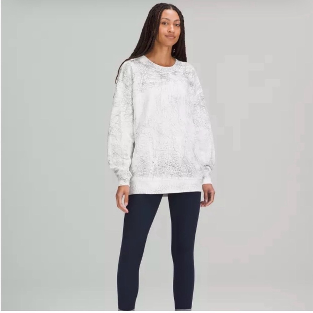 Lululemon Perfectly Oversized CrewThread Dye White Black Womens Size 12 Athletic